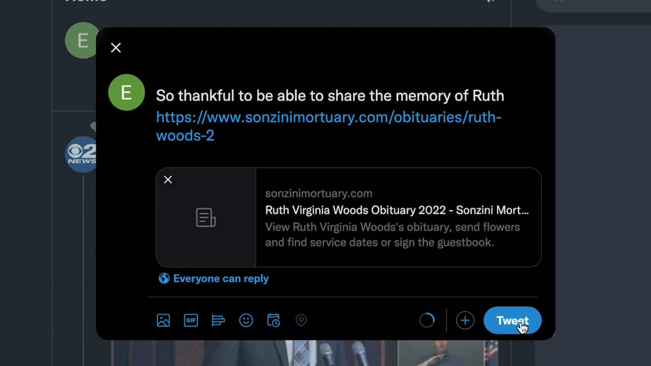 How can I share an obituary on Facebook or Twitter?